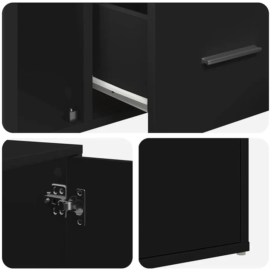 Armoire d'angle noir 160x40x45 cm bois d’ingénierie - 13