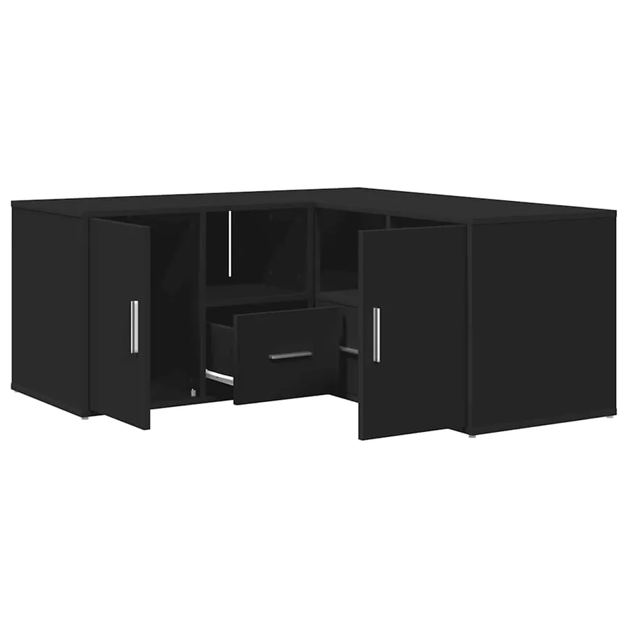 Armoire d'angle noir 160x40x45 cm bois d’ingénierie - 2