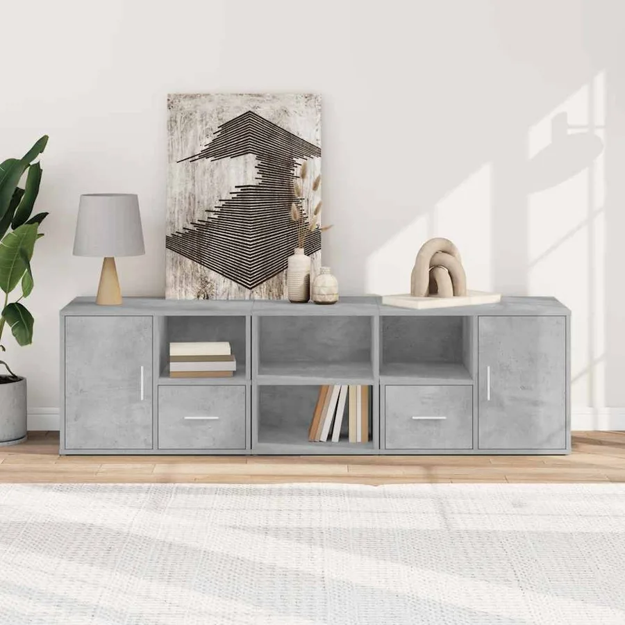 Armoire d'angle gris béton 160x40x45 cm bois d’ingénierie - 3