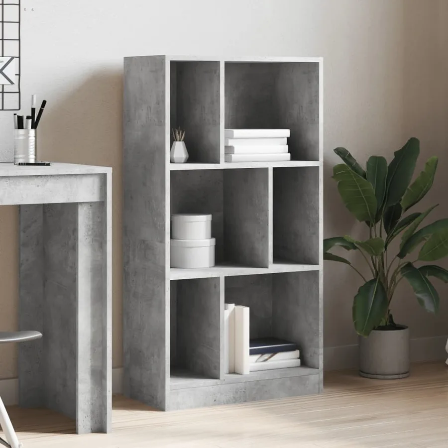 Bibliothèque gris béton 57x28,5x107,5 cm bois d'ingénierie - 3