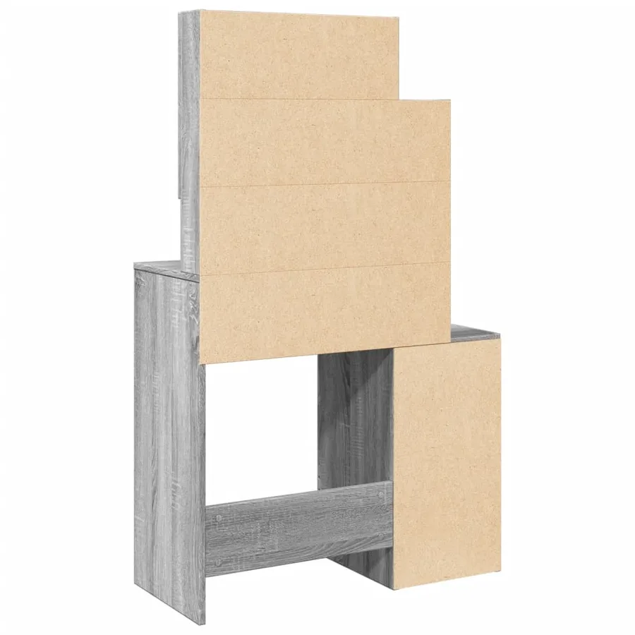 Coiffeuse avec armoire sonoma gris 80x35x132 cm - 7