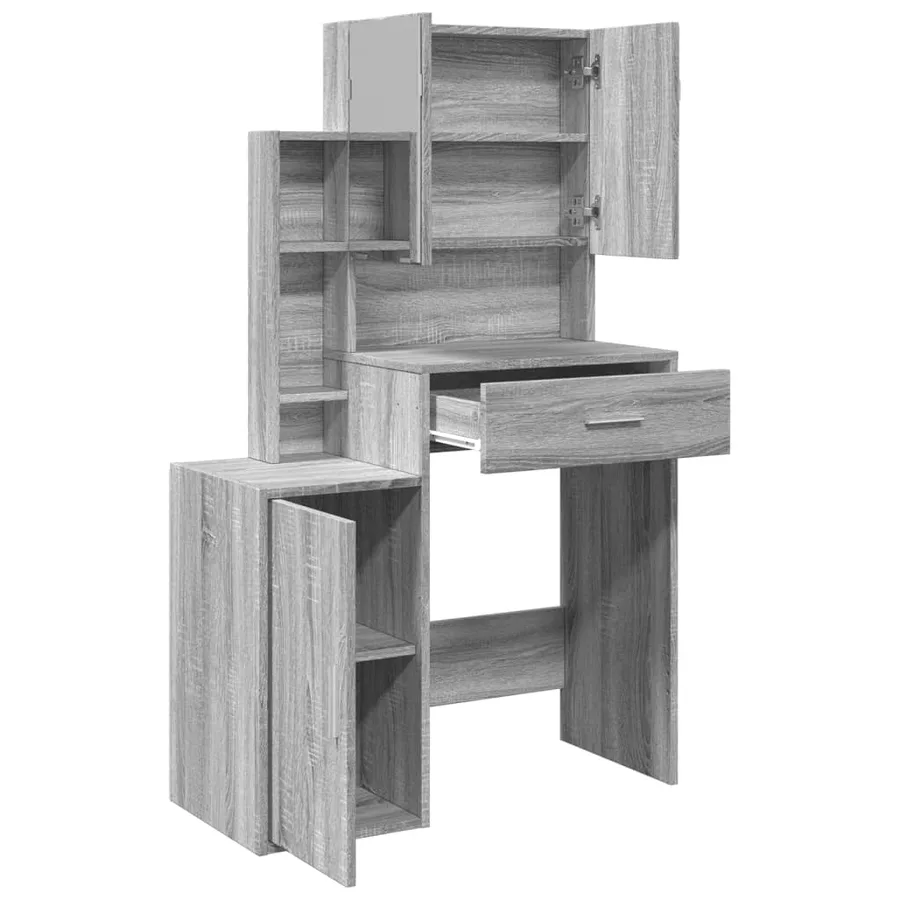 Coiffeuse avec armoire sonoma gris 80x35x132 cm - 8