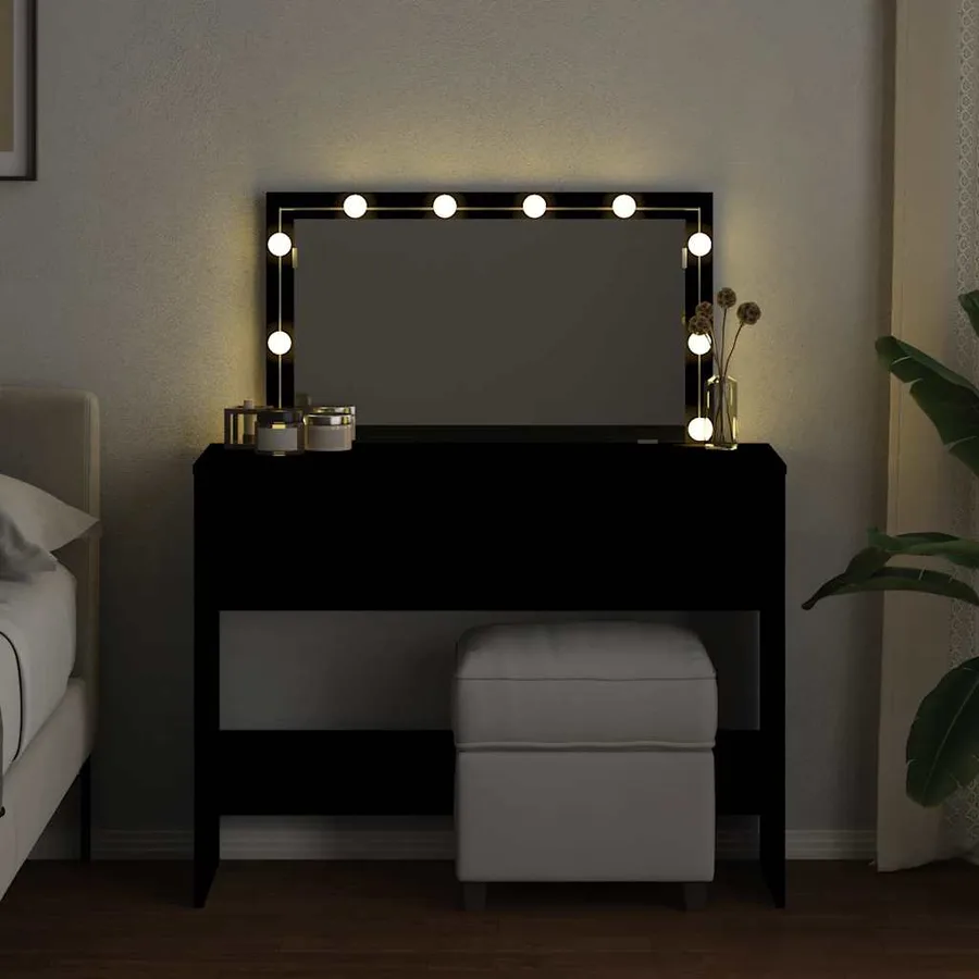 Coiffeuse avec LED noir 100x40x120 cm - 3