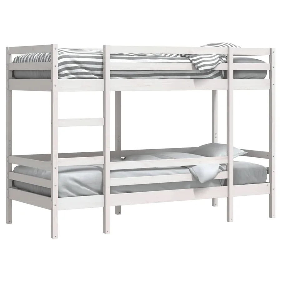 Lit superposé sans matelas blanc 90x190 cm bois de pin massif - 4
