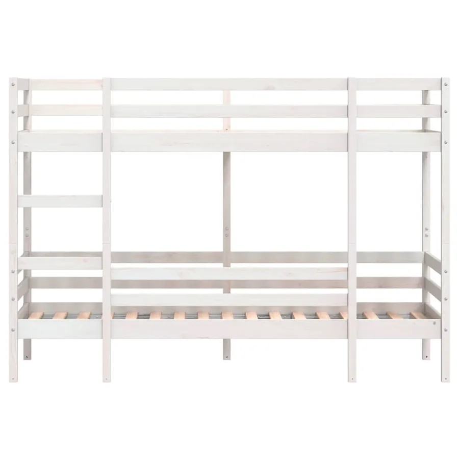 Lit superposé sans matelas blanc 90x190 cm bois de pin massif - 5
