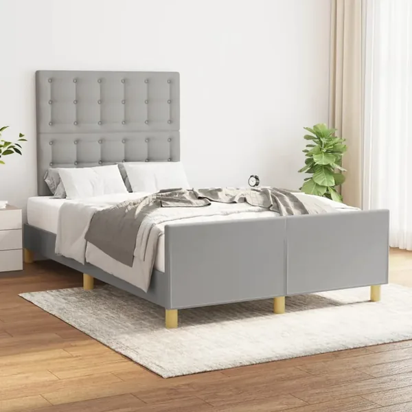 Cadre de lit sans matelas gris clair 120x200 cm tissu