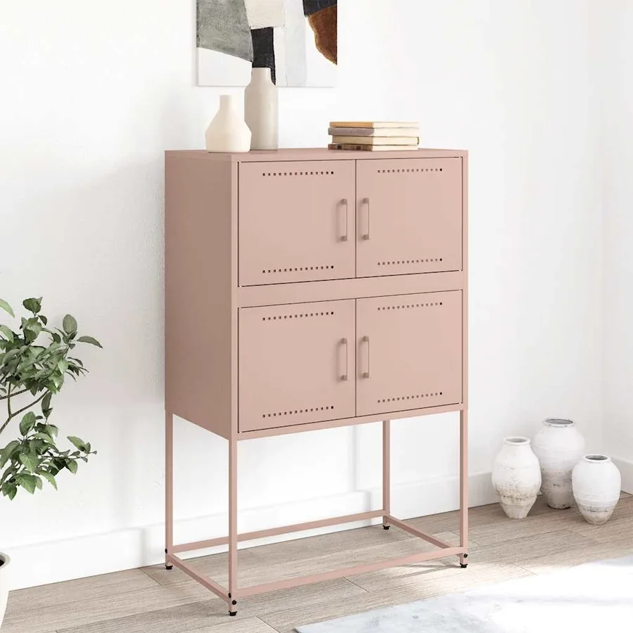Buffet rose 68,5x38,5x107 cm acier - 3