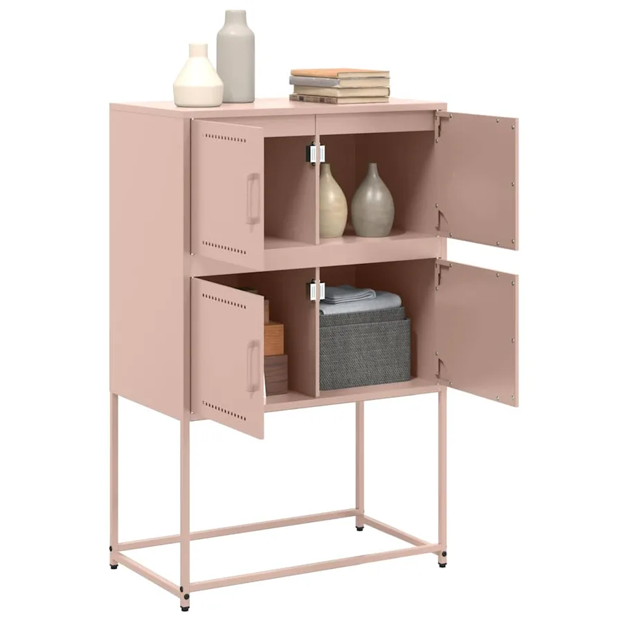 Buffet rose 68,5x38,5x107 cm acier - 5