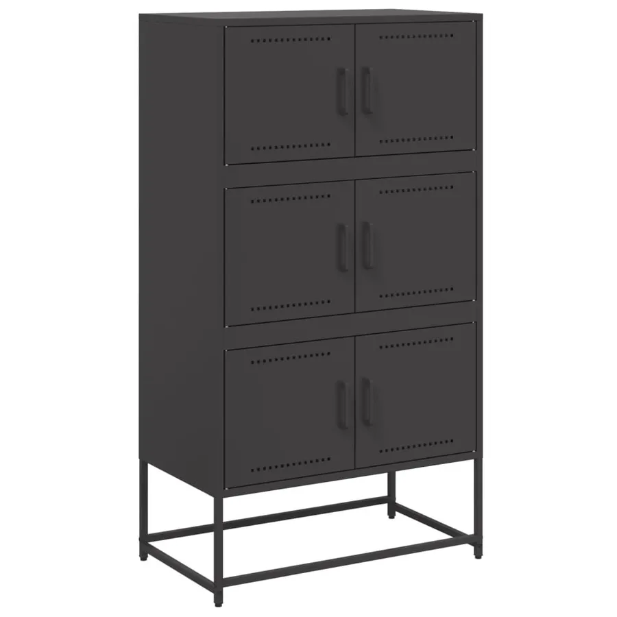 Buffet noir 68,5x38,5x123,5 cm acier - 2