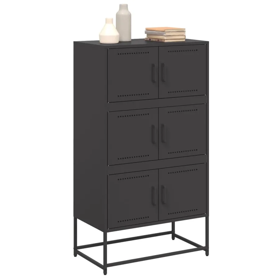 Buffet noir 68,5x38,5x123,5 cm acier - 4