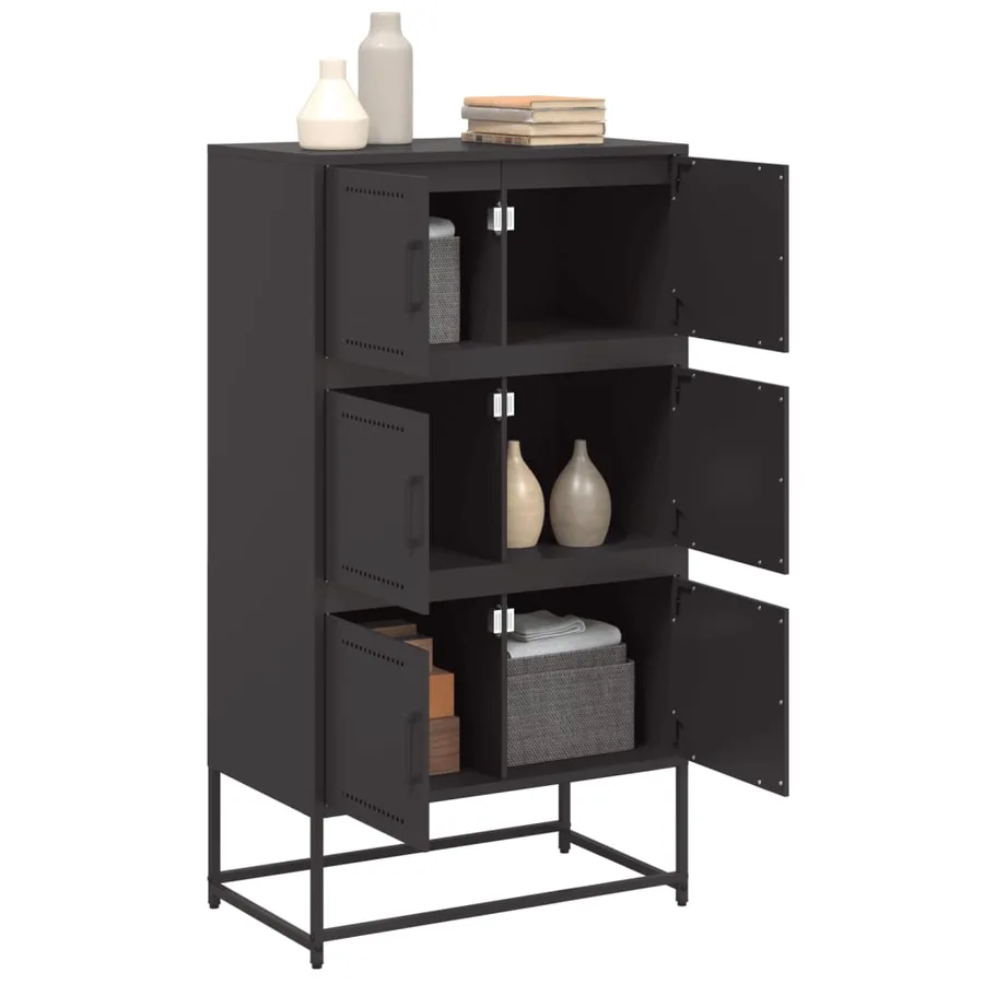 Buffet noir 68,5x38,5x123,5 cm acier - 5