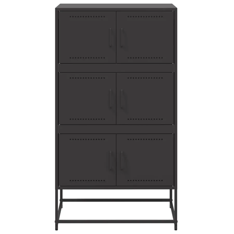 Buffet noir 68,5x38,5x123,5 cm acier - 6
