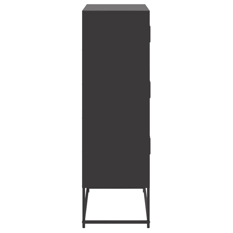 Buffet noir 68,5x38,5x123,5 cm acier - 7