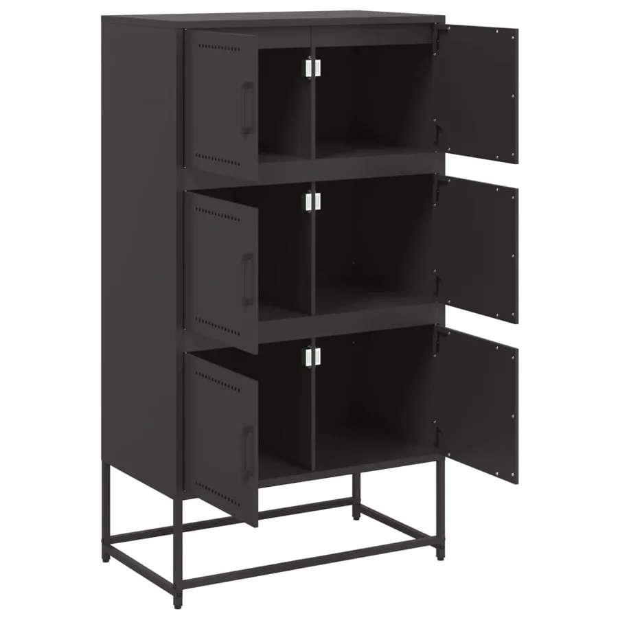 Buffet noir 68,5x38,5x123,5 cm acier - 9