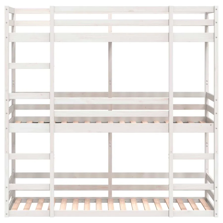 Lit superposé triple sans matelas 90x200 cm bois de pin massif - 5