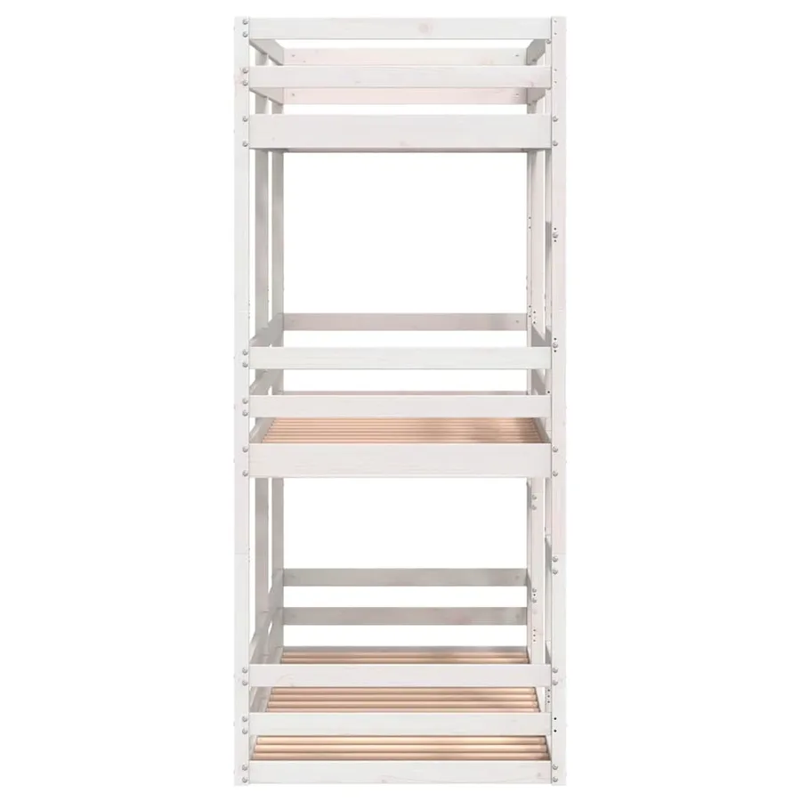 Lit superposé triple sans matelas 90x200 cm bois de pin massif - 6