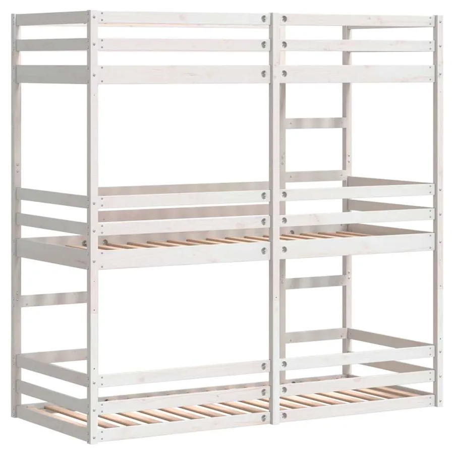 Lit superposé triple sans matelas 90x200 cm bois de pin massif - 7