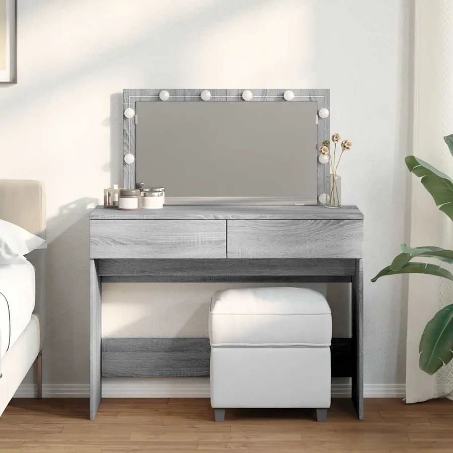 Coiffeuse avec LED sonoma gris 100x40x120 cm
