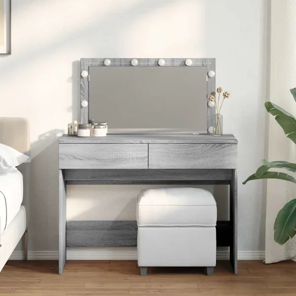 Coiffeuse avec LED sonoma gris 100x40x120 cm