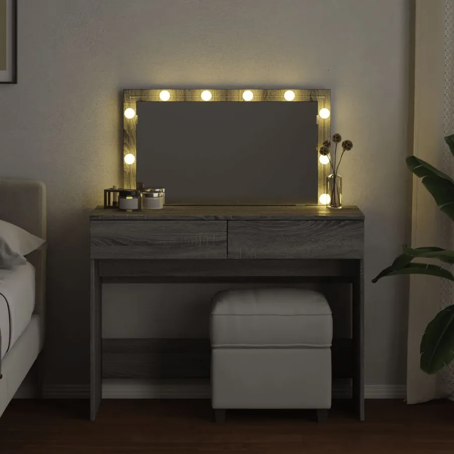 Coiffeuse avec LED sonoma gris 100x40x120 cm - 3