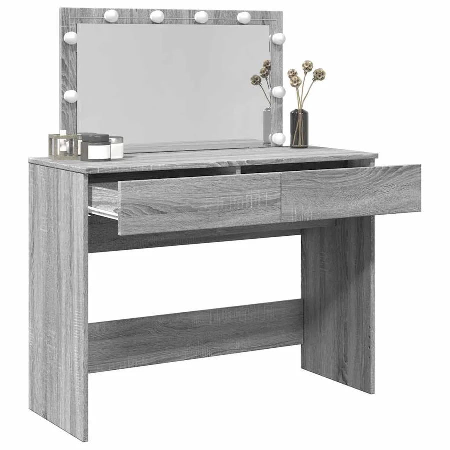 Coiffeuse avec LED sonoma gris 100x40x120 cm - 4