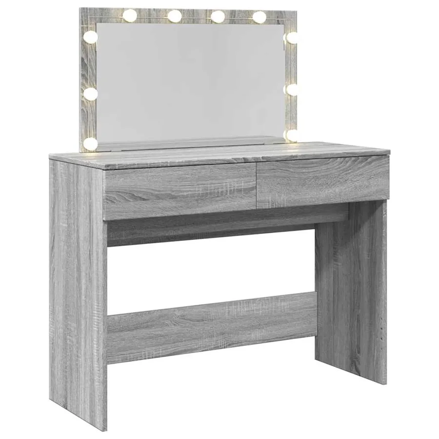 Coiffeuse avec LED sonoma gris 100x40x120 cm - 8