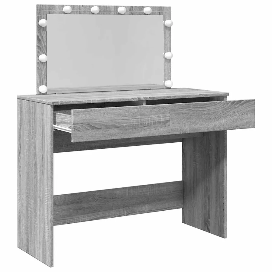 Coiffeuse avec LED sonoma gris 100x40x120 cm - 9