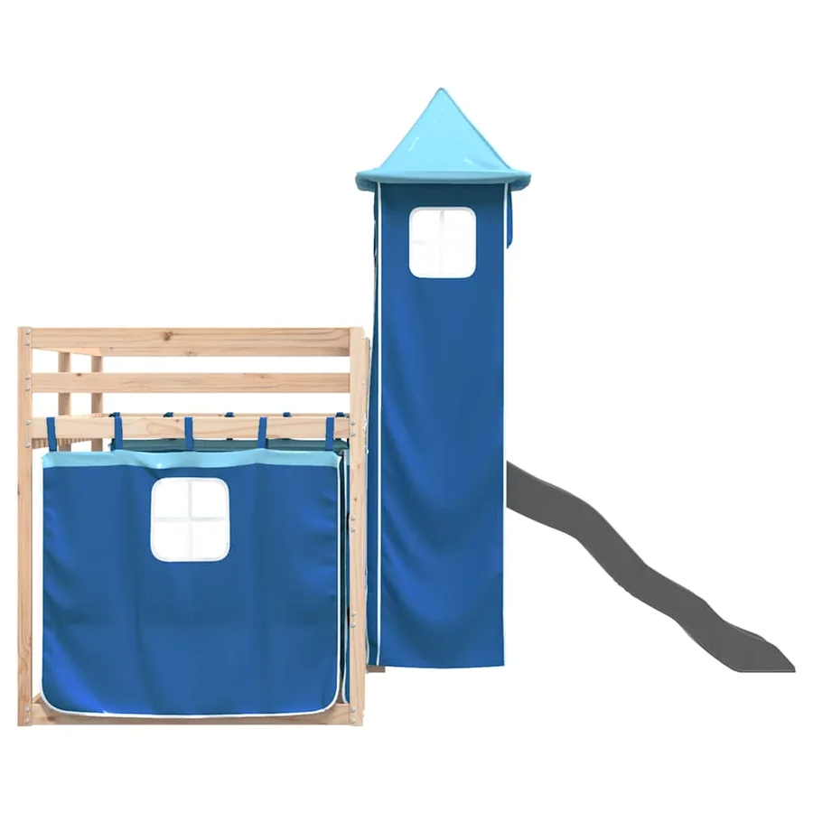 Lit superposé sans matelas avec toboggan et rideaux 80x200 cm - 9