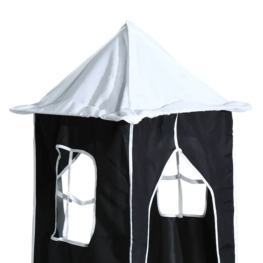 Lit superposé sans matelas avec toboggan blanc noir 80x200 cm - 13