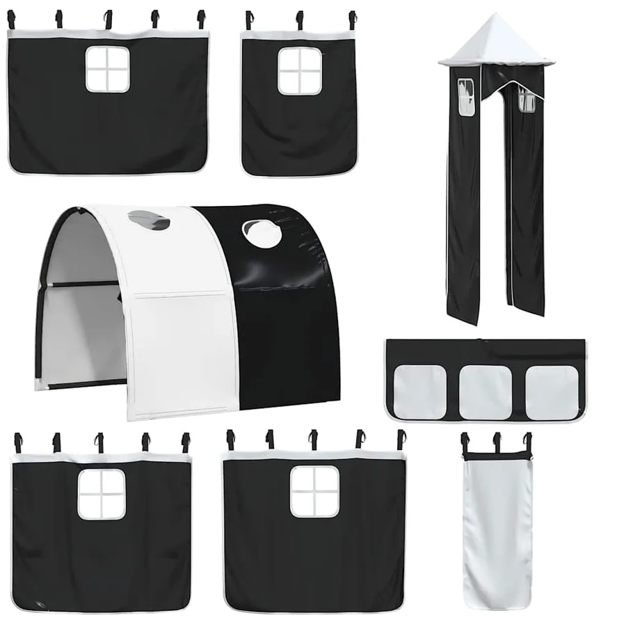 Lit superposé sans matelas avec toboggan blanc noir 80x200 cm - 6