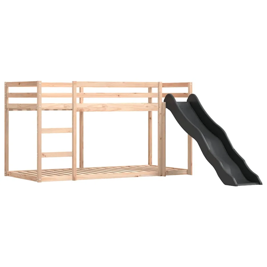 Lit superposé sans matelas avec toboggan blanc noir 80x200 cm - 8