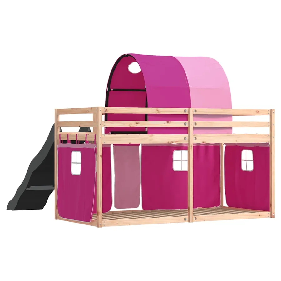 Lit superposé sans matelas avec toboggan et rideaux 80x200 cm - 10