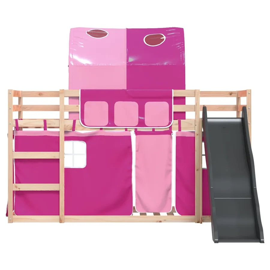 Lit superposé sans matelas avec toboggan et rideaux 80x200 cm - 7