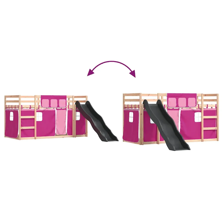 Lit superposé sans matelas avec toboggan et rideaux 80x200 cm - 10