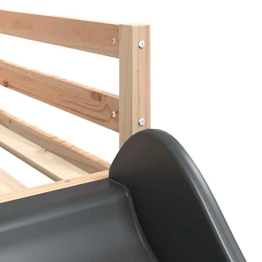 Lit superposé sans matelas avec toboggan et rideaux 80x200 cm - 11