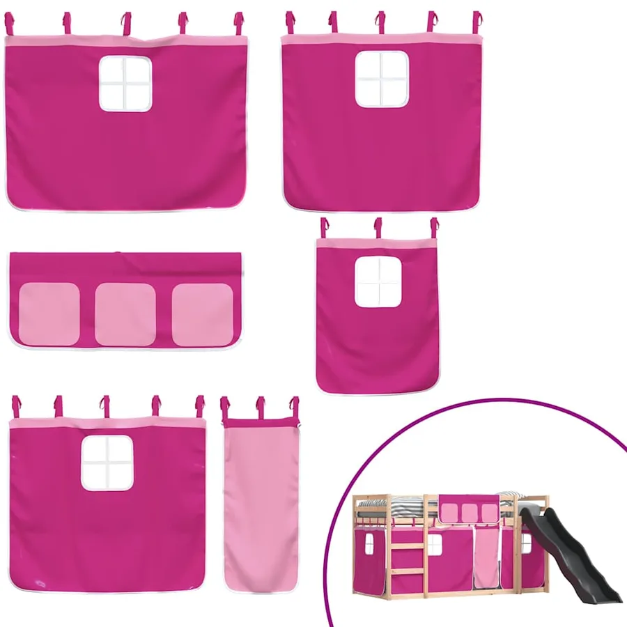 Lit superposé sans matelas avec toboggan et rideaux 80x200 cm - 4