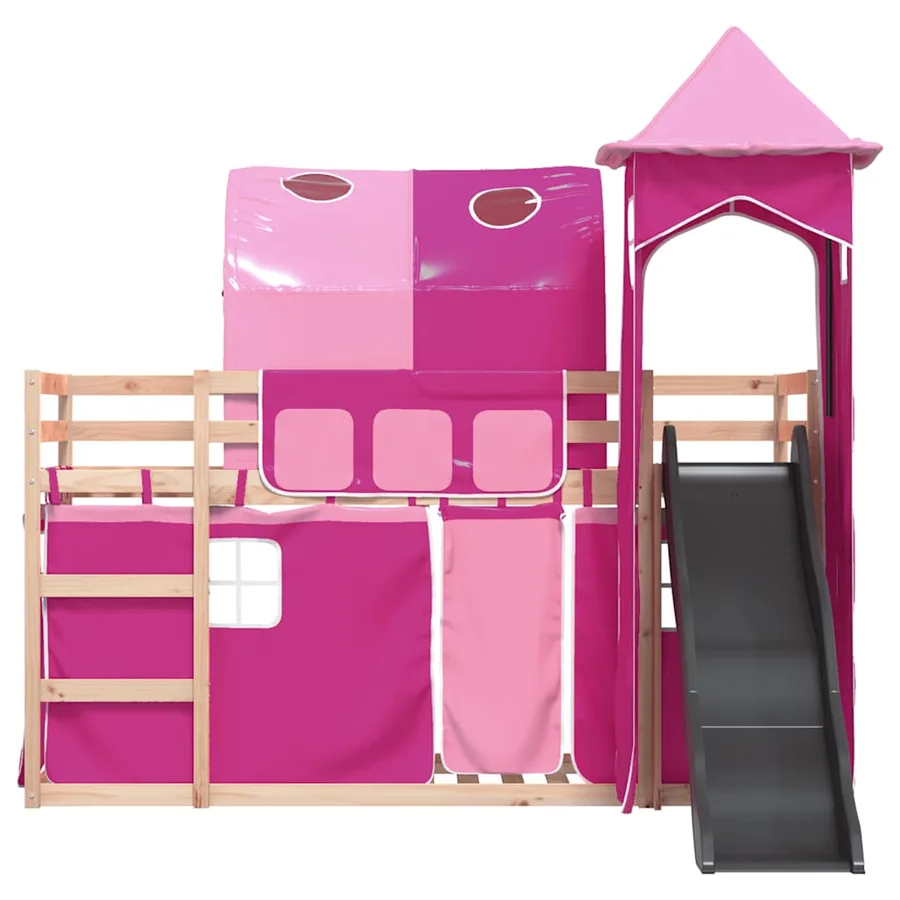 Lit superposé sans matelas avec toboggan et rideaux 80x200 cm - 7