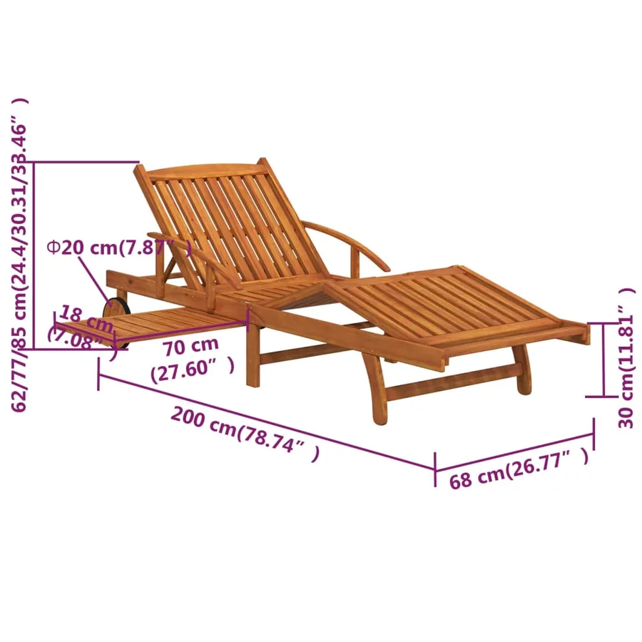 Chaises longues lot de 2 Bois d'acacia solide - 13