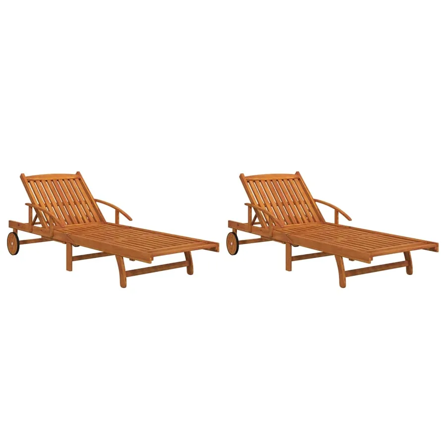 Chaises longues lot de 2 Bois d'acacia solide - 2