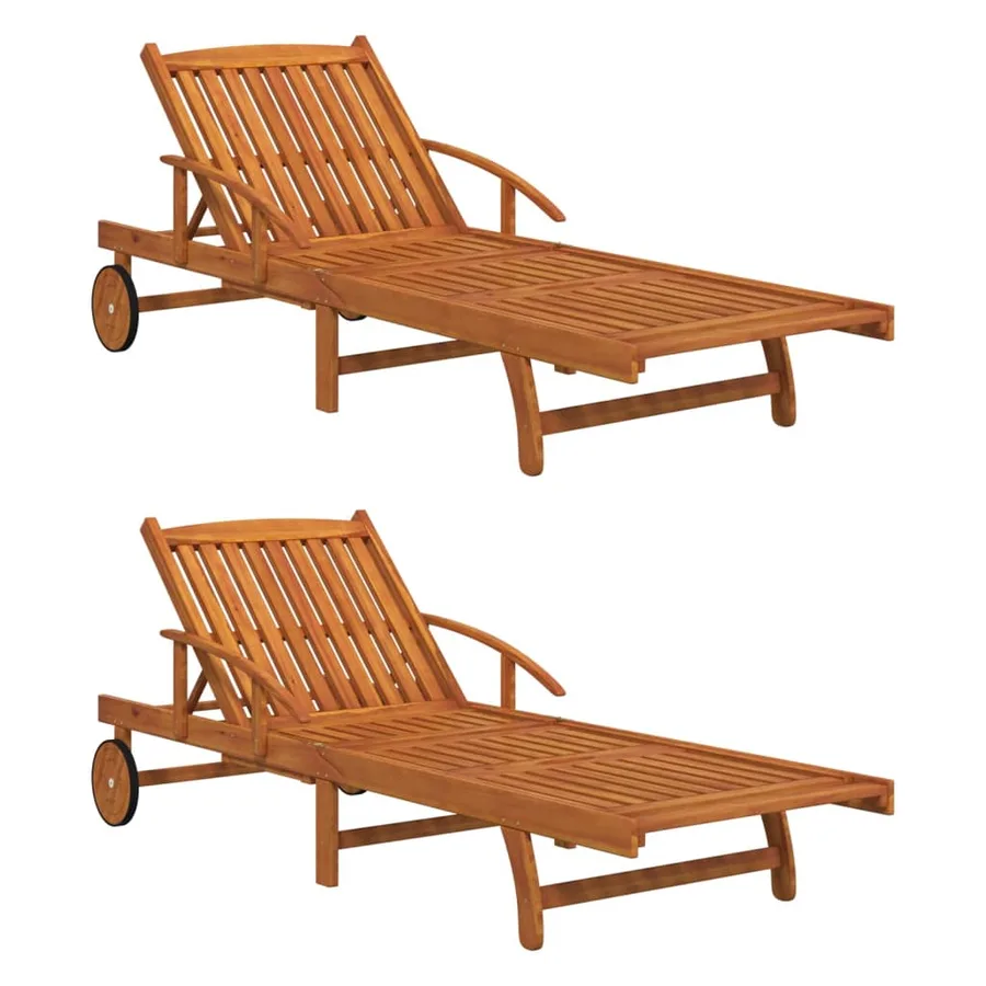 Sun loungers set of 2 Solid acacia wood - 3