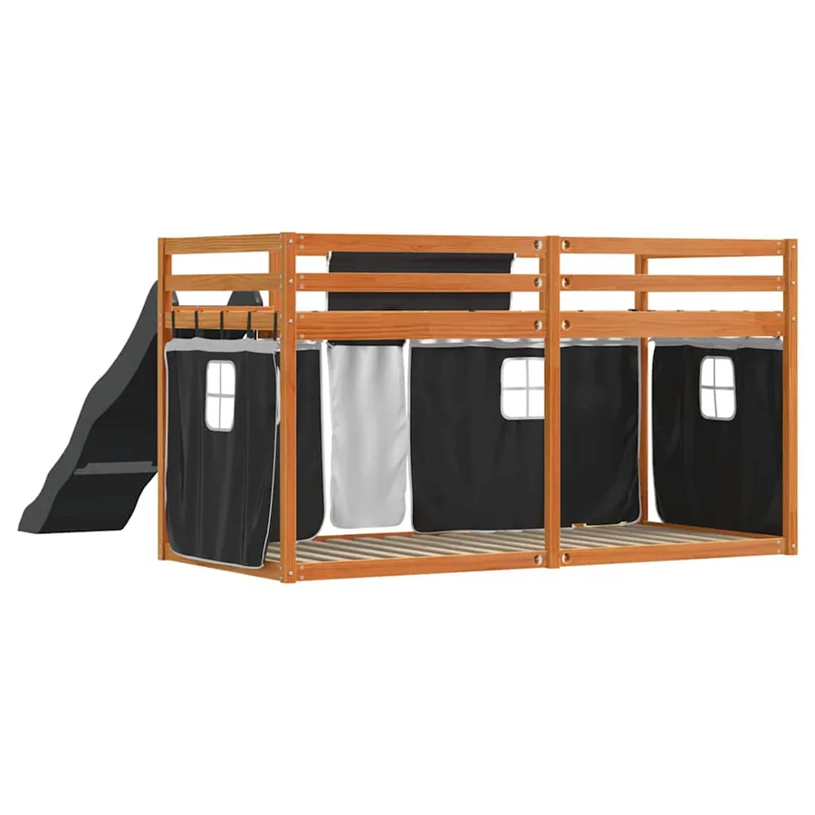 Lit superposé sans matelas avec toboggan blanc noir 90x200 cm - 10