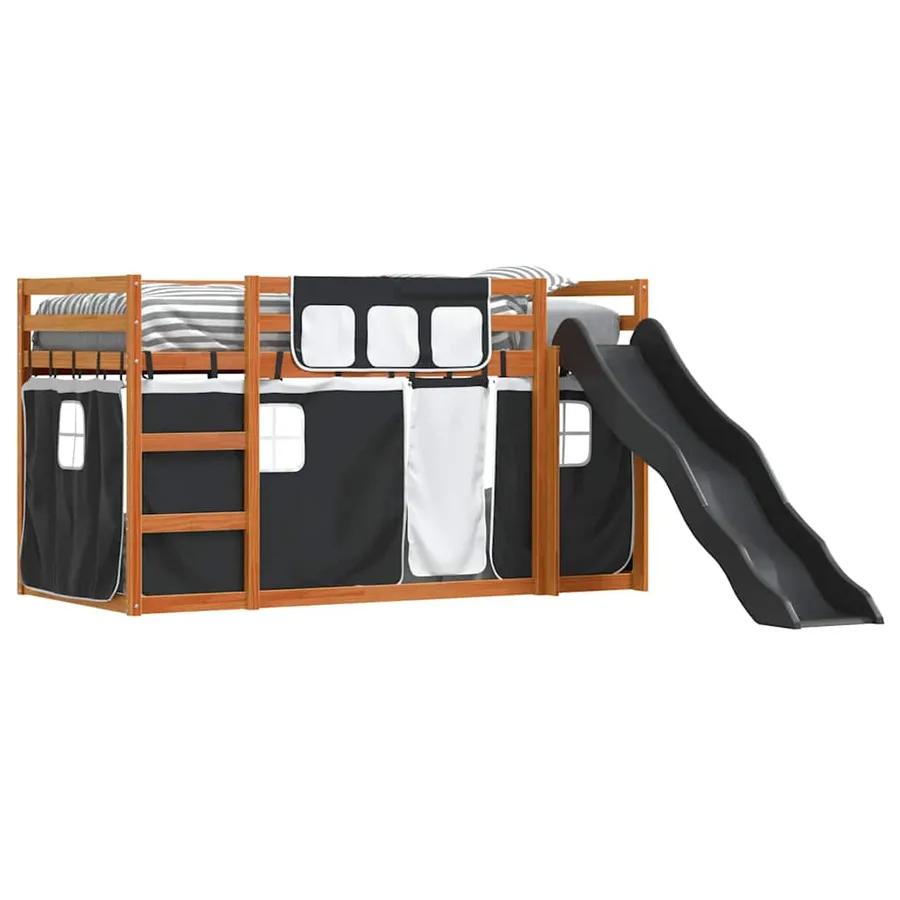 Lit superposé sans matelas avec toboggan blanc noir 90x200 cm - 4