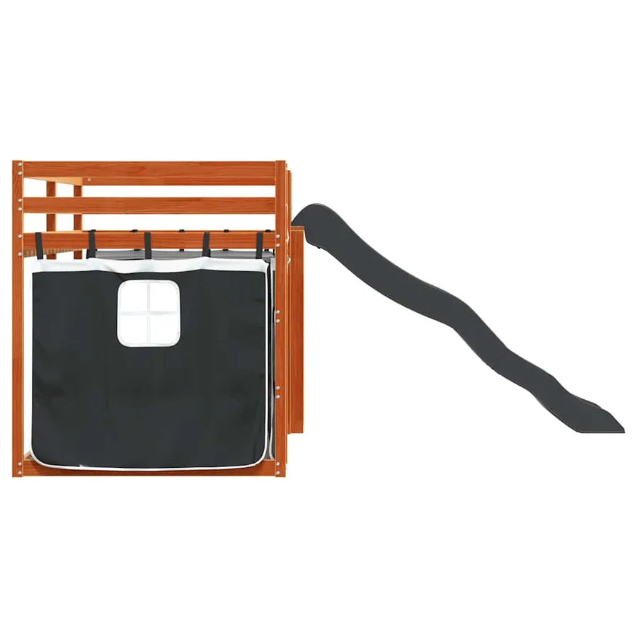 Lit superposé sans matelas avec toboggan blanc noir 90x200 cm - 9