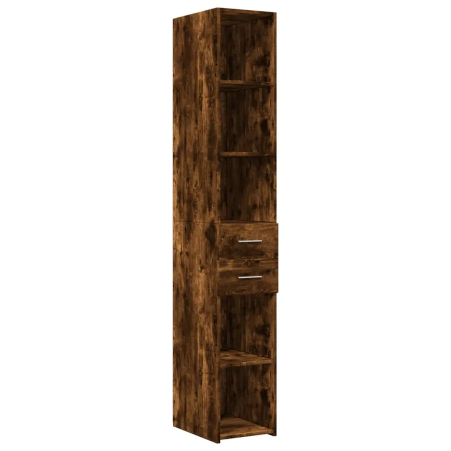 Buffet haut chêne fumé 30x42,5x185 cm bois d'ingénierie - 2