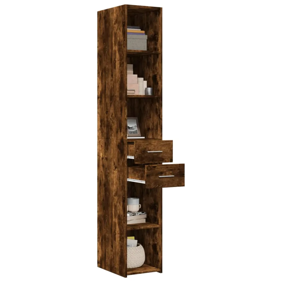 Buffet haut chêne fumé 30x42,5x185 cm bois d'ingénierie - 3