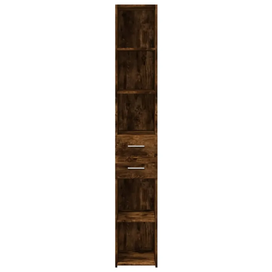 Buffet haut chêne fumé 30x42,5x185 cm bois d'ingénierie - 4
