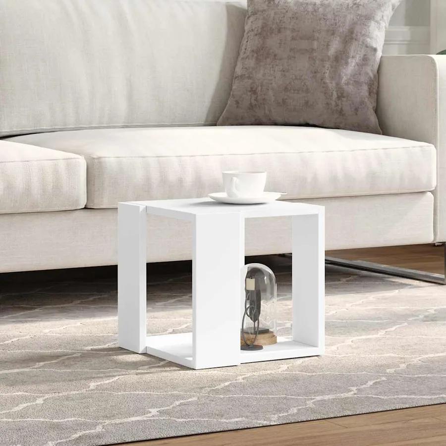 Table basse blanc 32x32x30 cm bois d'ingénierie - 3