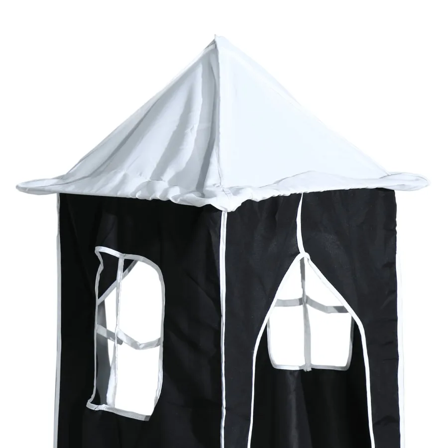 Lit superposé sans matelas avec toboggan blanc noir 80x200 cm - 14