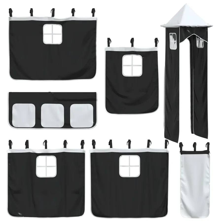 Lit superposé sans matelas avec toboggan blanc noir 80x200 cm - 6
