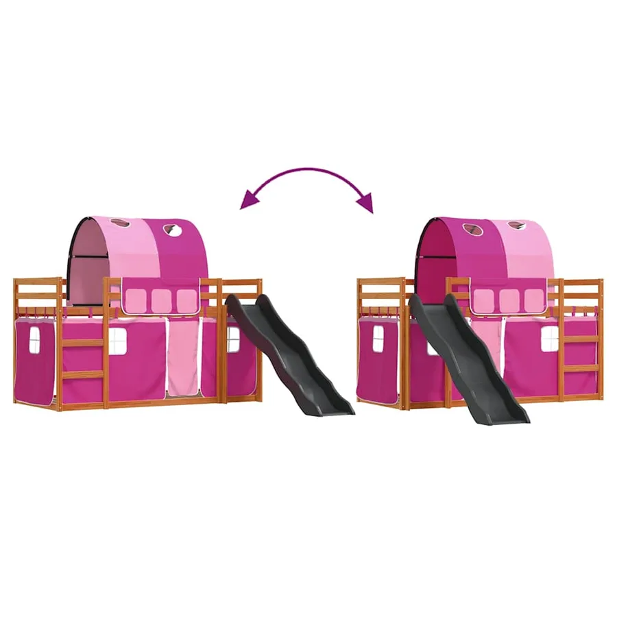 Lit superposé sans matelas avec toboggan et rideaux 80x200 cm - 11
